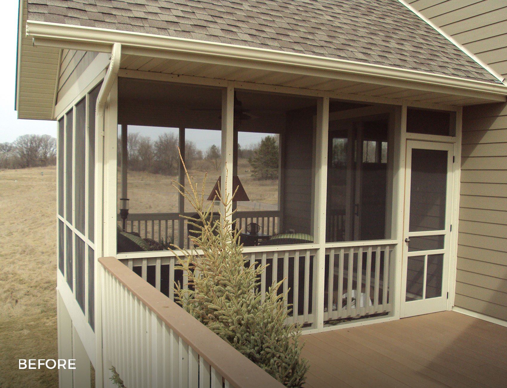 Before photo of a screen porch 1