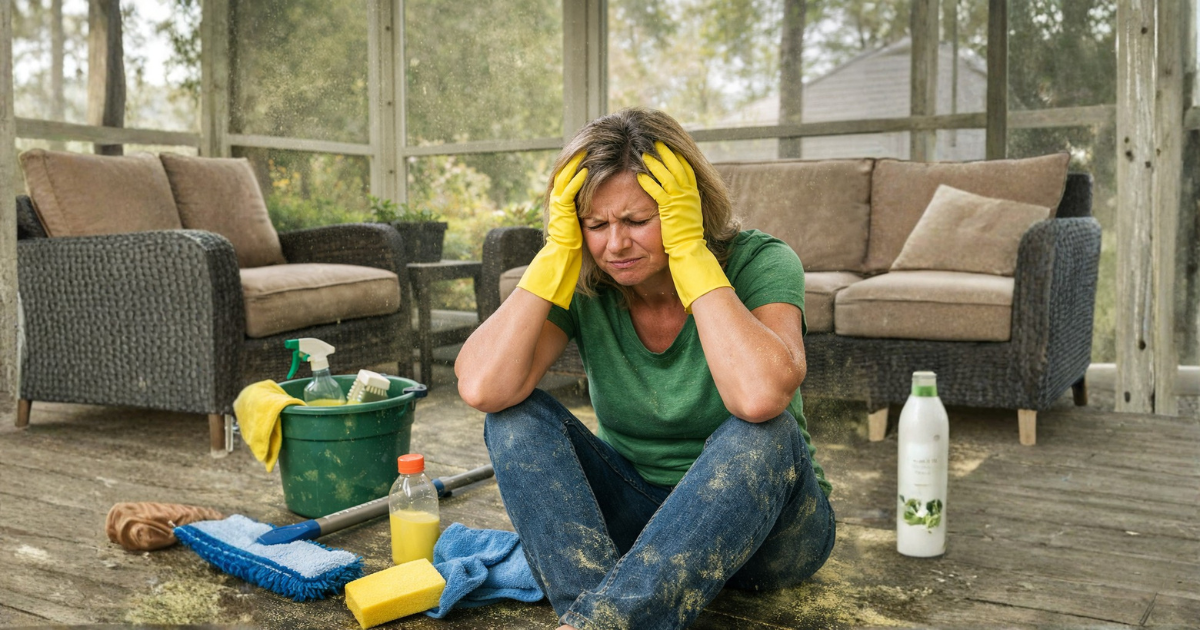 Spring cleaning porch windows