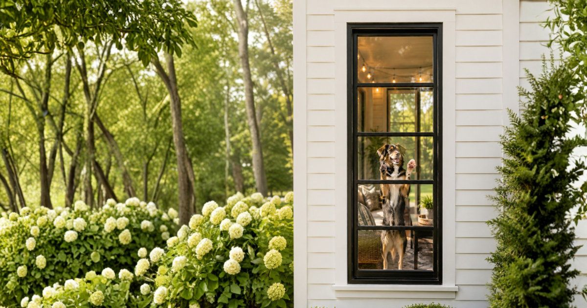 Pet on porch window